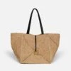 Nanushka Origami Tote - Raffia Charm Tote - Natural/Black