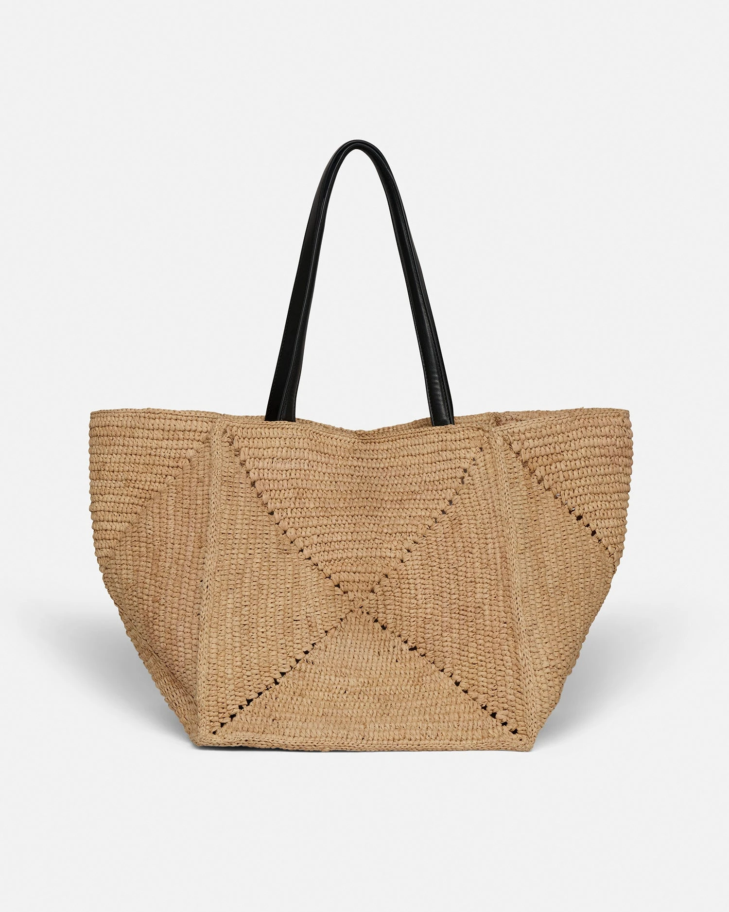 Nanushka Origami Tote Large - Raffia Charm Tote - Natural/Black 3 Nanushka Origami Tote Large - Raffia Charm Tote - Natural/Black - Image 3