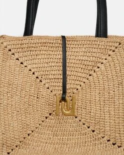 Nanushka Origami Tote Large - Raffia Charm Tote - Natural/Black 13 Nanushka Origami Tote Large - Raffia Charm Tote - Natural/Black -Nanushka Fashion Store 4 4 4 43