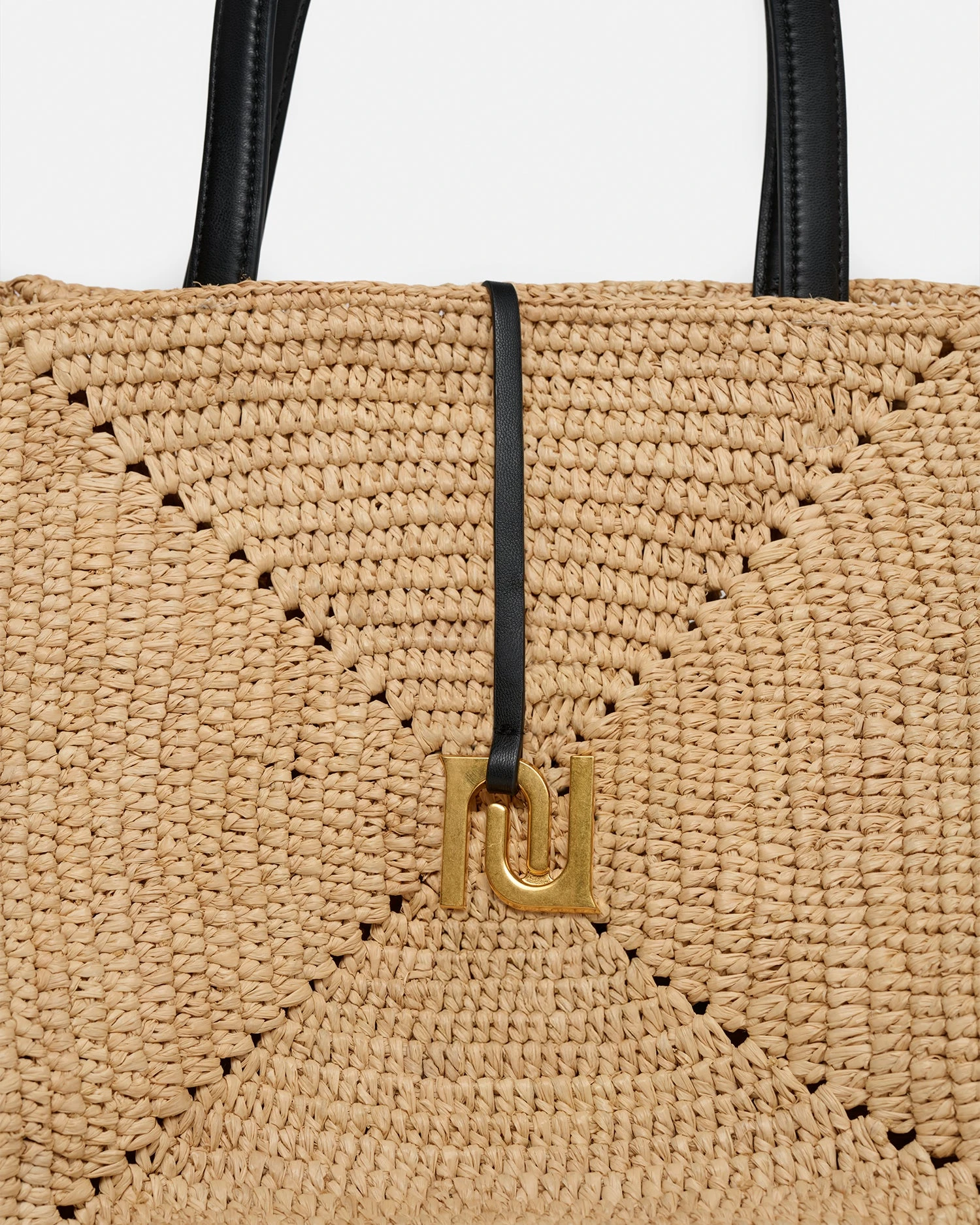 Nanushka Origami Tote Large - Raffia Charm Tote - Natural/Black 6 Nanushka Origami Tote Large - Raffia Charm Tote - Natural/Black - Image 6