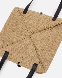 Nanushka Origami Tote Large - Raffia Charm Tote - Natural/Black 15 Nanushka Origami Tote Large - Raffia Charm Tote - Natural/Black -Nanushka Fashion Store 6 566