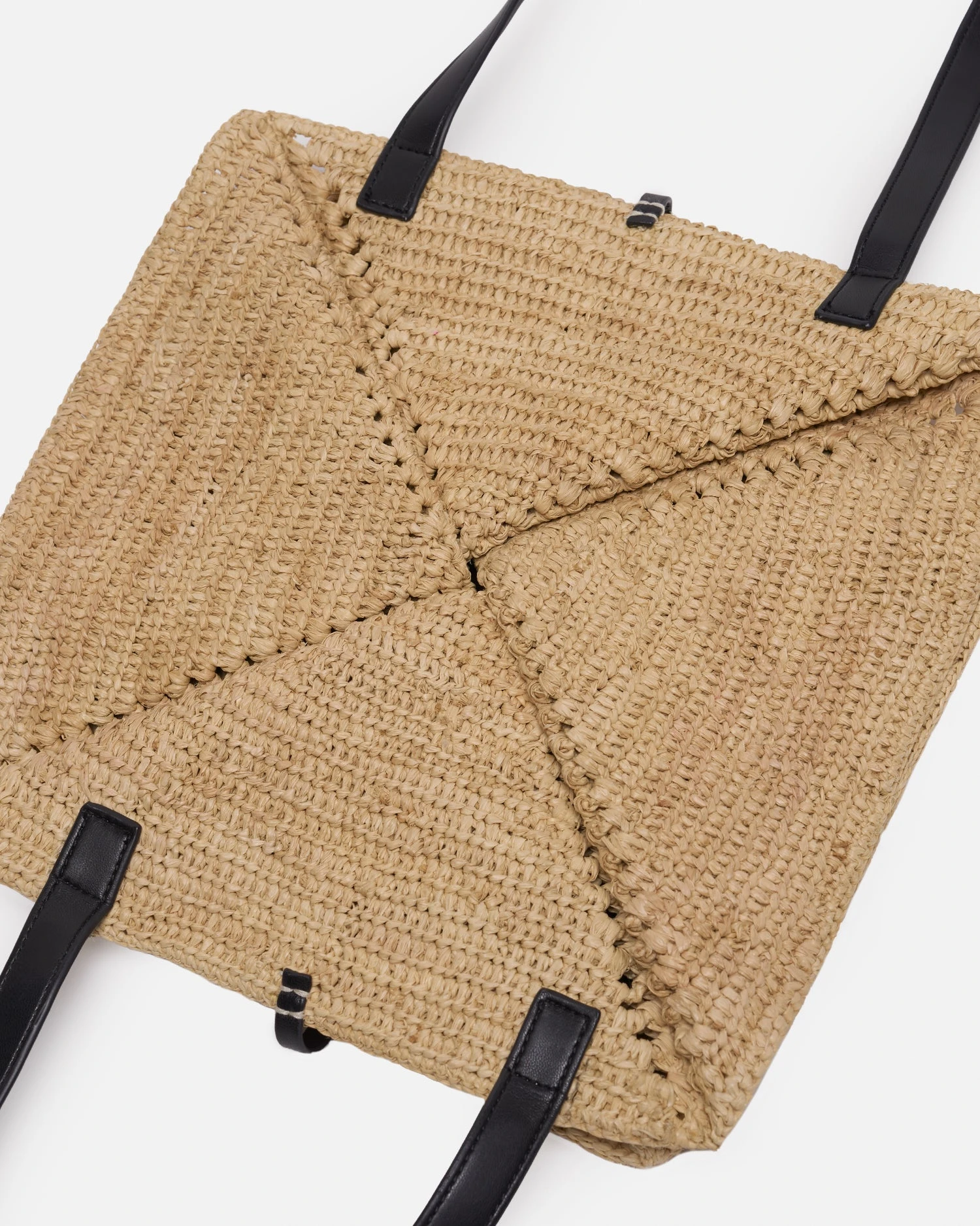 Nanushka Origami Tote Large - Raffia Charm Tote - Natural/Black 8 Nanushka Origami Tote Large - Raffia Charm Tote - Natural/Black - Image 8