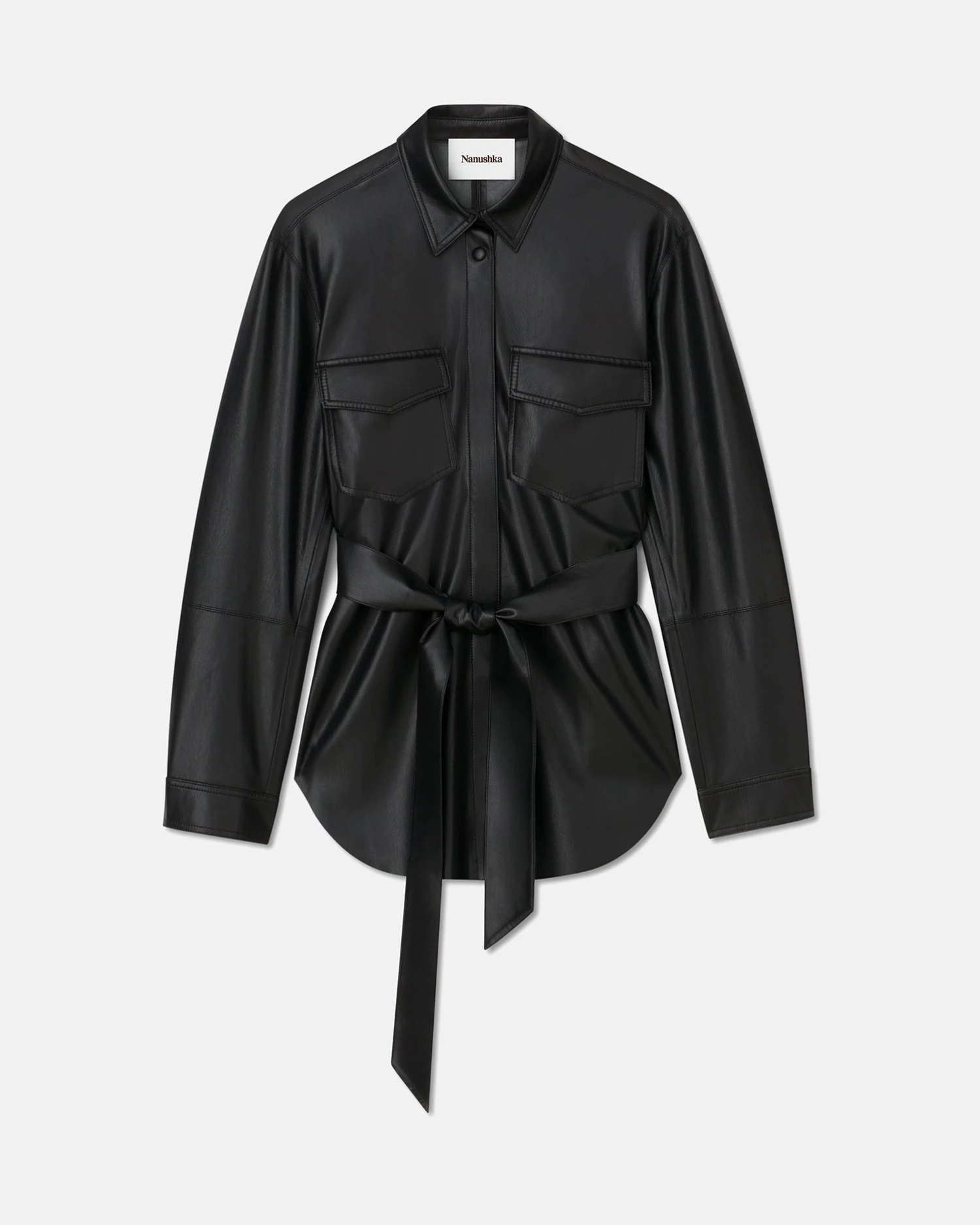 Nanushka Artha - Okobor™ Alt-Leather Shirt - Black 4 Nanushka Artha - Okobor™ Alt-Leather Shirt - Black - Image 4