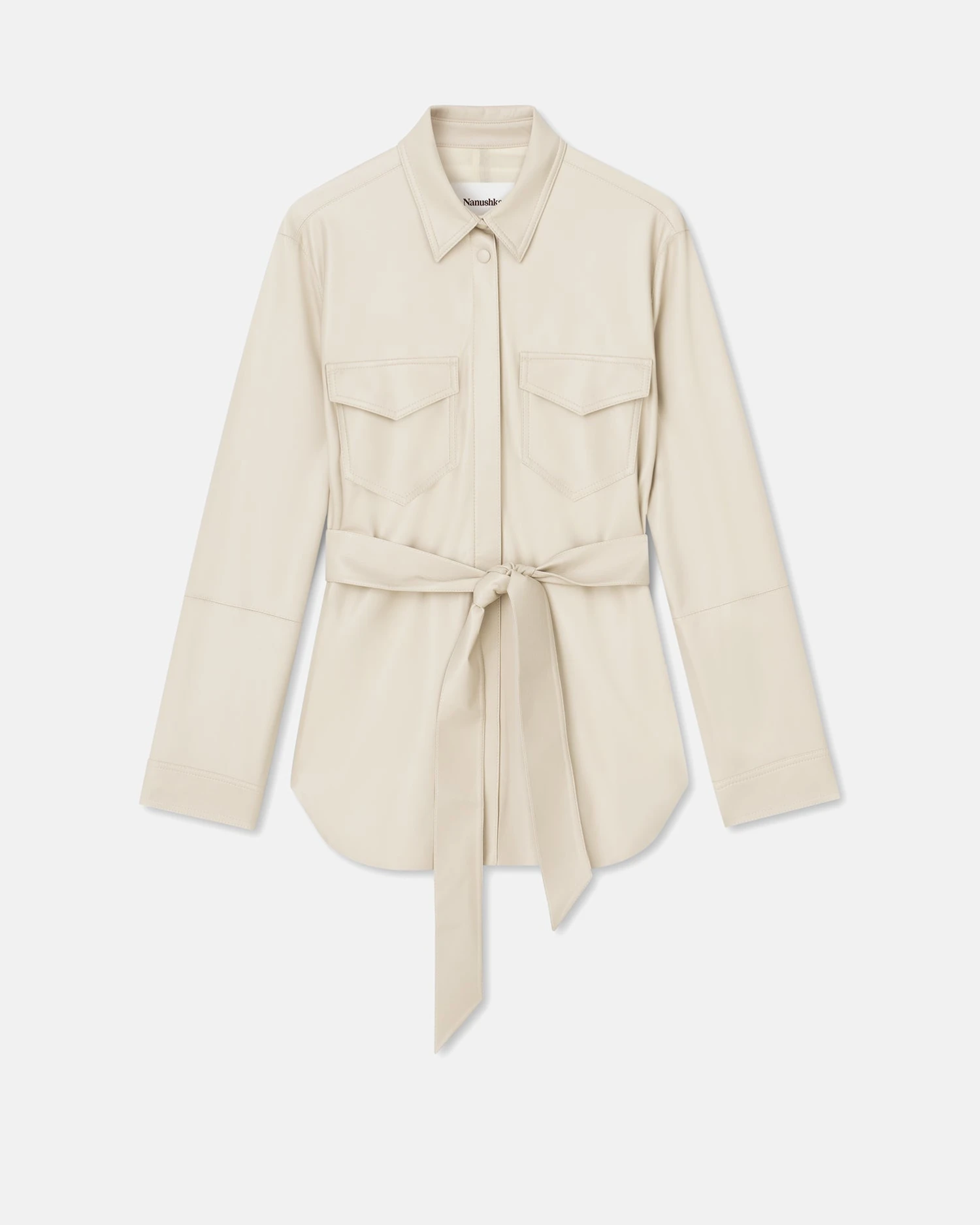 Nanushka Artha - Okobor™ Alt-Leather Shirt - Creme 4 Nanushka Artha - Okobor™ Alt-Leather Shirt - Creme - Image 4