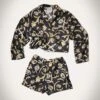 Nanushka Vally - Cropped Silk Twill Shirt - Black Floral