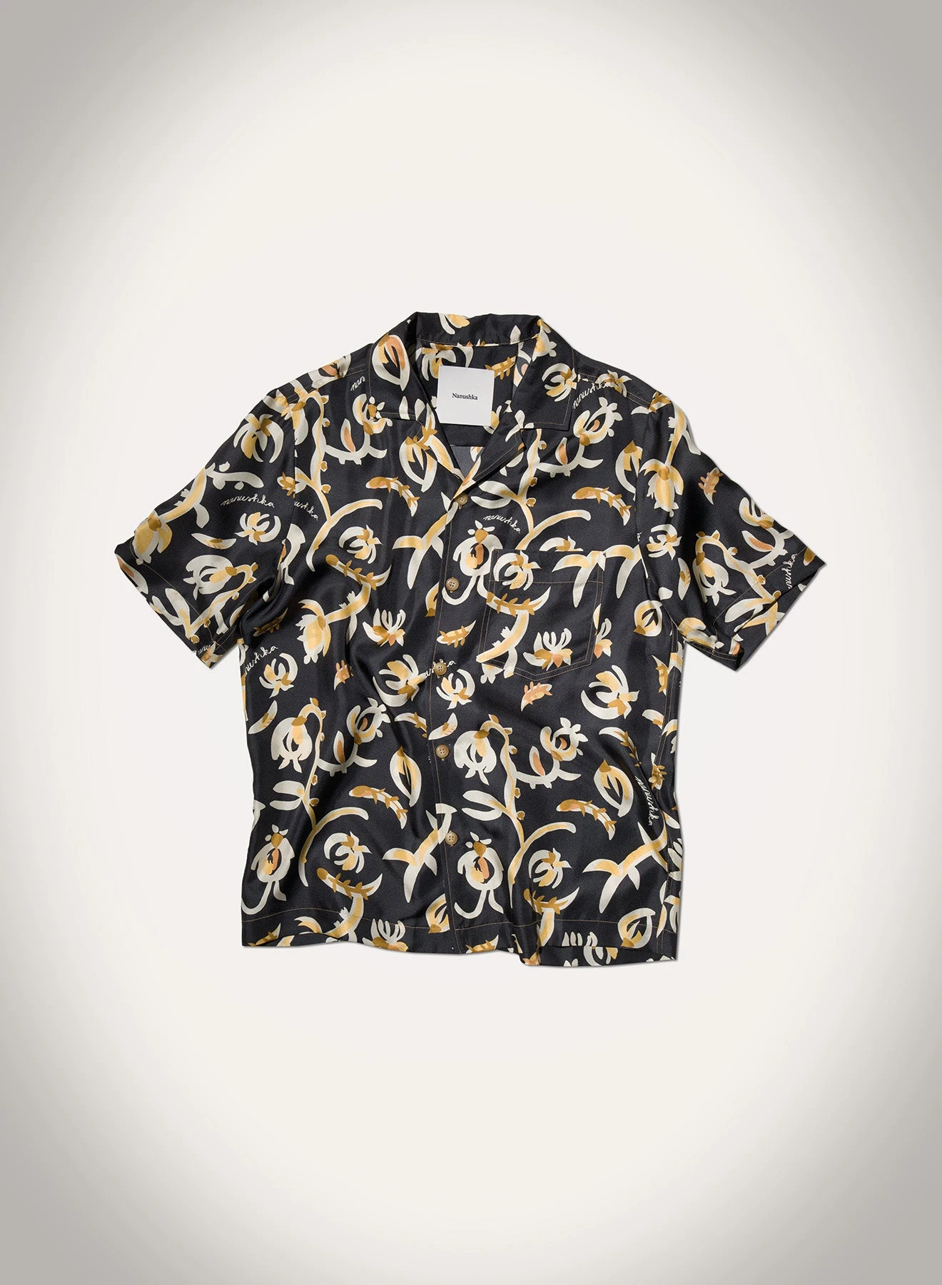 Nanushka Bodil - Printed Silk Twill Shirt - Black Floral 1 Nanushka Bodil - Printed Silk Twill Shirt - Black Floral