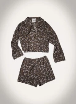 Nanushka Vally - Cropped Cotton Voile Shirt - Crayon Ocelot