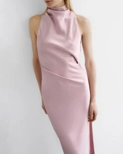 Nanushka Peregrine - Cowl-Neck Satin Midi Dress - Dusty Pink 6 Nanushka Peregrine - Cowl-Neck Satin Midi Dress - Dusty Pink -Nanushka Fashion Store NANUSHKA RECRAFTED 25 0543062 1