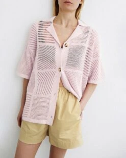 Nanushka Talissa - Paper Crochet Shirt - Pink