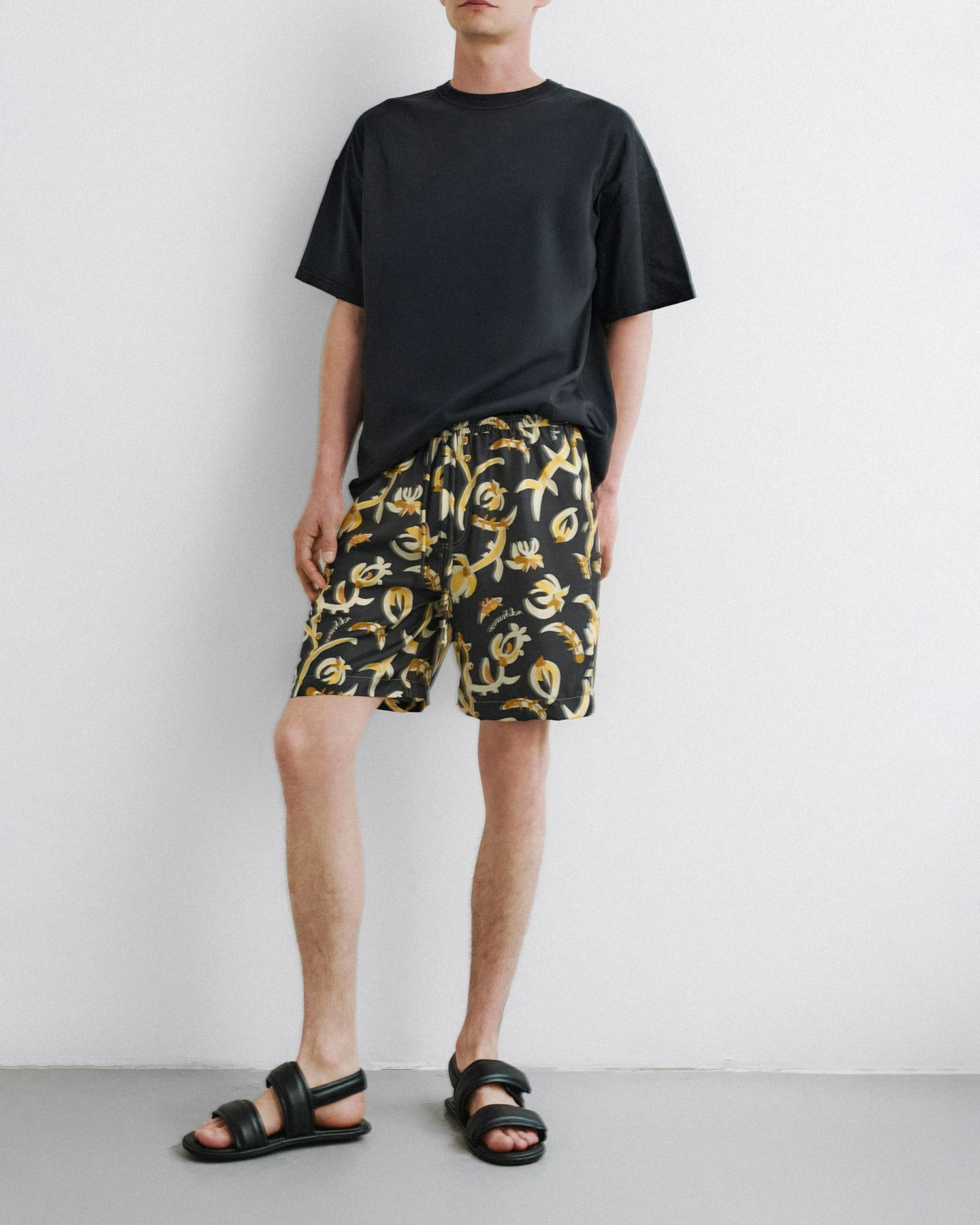 Nanushka Doxxi - Printed Silk Twill Shorts - Black Floral 1 Nanushka Doxxi - Printed Silk Twill Shorts - Black Floral
