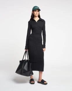Nanushka Verity - Mesh Jersey Shirt Dress - Black