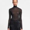 Nanushka Harri - Mesh-Jersey Turtleneck Top - Black