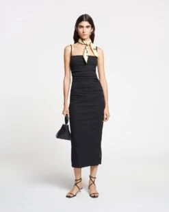 Nanushka Alexa - Mesh Jersey Midi Dress - Black