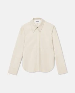 Nanushka Naum - Okobor™ Alt-Leather Shirt - Creme -Nanushka Fashion Store NAUM CREME VEGAN LEATHER 01 a73c3018 4594 45e7 a378 8195574b4909