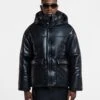 Nanushka Hide Mens - Okobor™ Alt-Leather Hooded Puffer - Black