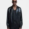 Nanushka Duco - Okobor™ Alt-Leather Long Sleeve Shirt - Black