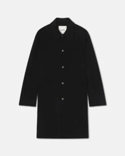 Nanushka Janno - Double Wool Silk Coat - Black -Nanushka Fashion Store NM24CROW01799 JANNO BLACK DOUBLE WOOL SILK