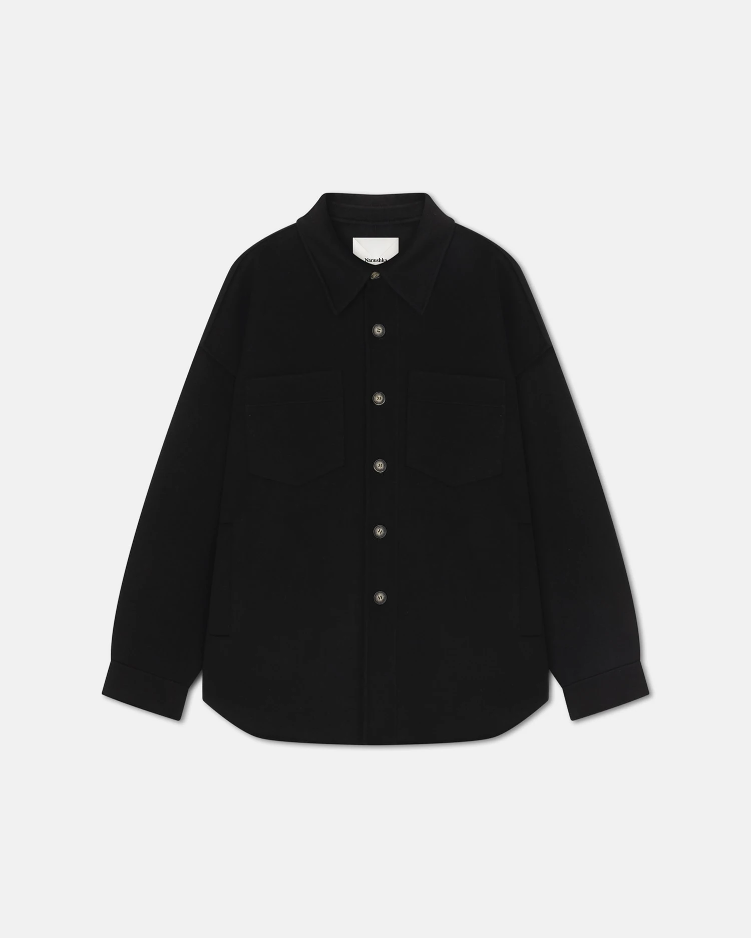 Nanushka Martin - Double Wool And Silk Blend Overshirt - Black 4 Nanushka Martin - Double Wool And Silk Blend Overshirt - Black - Image 4