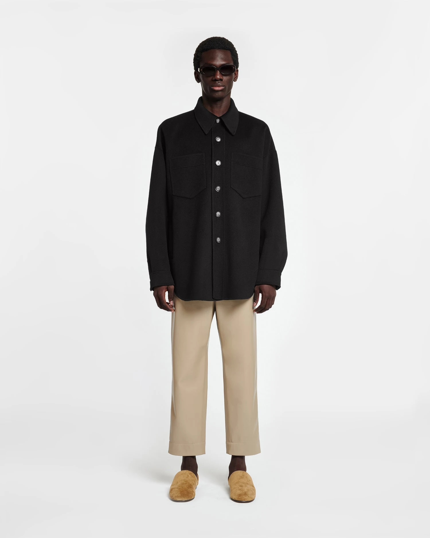 Nanushka Martin - Double Wool And Silk Blend Overshirt - Black 2 Nanushka Martin - Double Wool And Silk Blend Overshirt - Black - Image 2