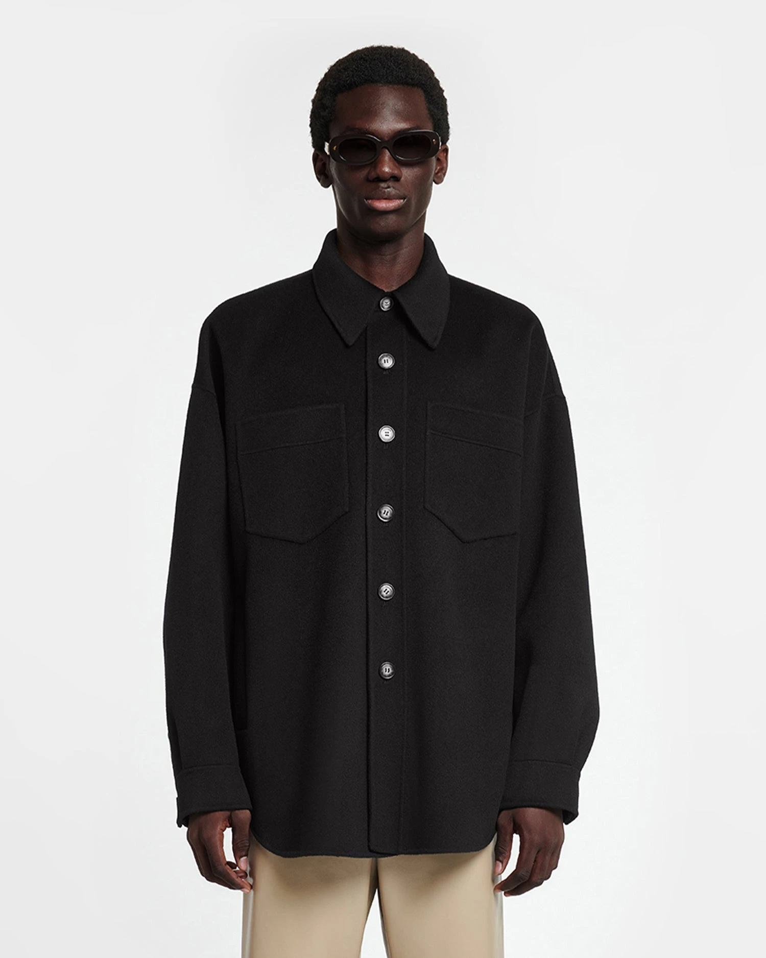 Nanushka Martin - Double Wool And Silk Blend Overshirt - Black 1 Nanushka Martin - Double Wool And Silk Blend Overshirt - Black