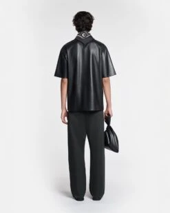 Nanushka Isaac - Okobor™ Alt-Leather T-Shirt - Black -Nanushka Fashion Store NM24PFSH02199 ISAAC BLACK OKOBOR 2