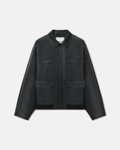 Nanushka Zubin - Regenerated Leather Jacket - Black -Nanushka Fashion Store NM25FWJK07699ZUBIN BLACK REGENERATEDLEATHER