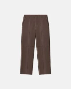 Nanushka Stellan - Regenerated Leather Straight-Leg Pants - Chocolate -Nanushka Fashion Store NM25PFPA04678STELLAN CHOCOLATE REGENERATEDLEATHER