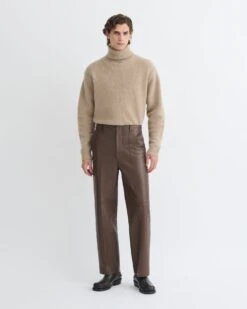 Nanushka Stellan - Regenerated Leather Straight-Leg Pants - Chocolate