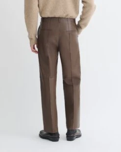 Nanushka Stellan - Regenerated Leather Straight-Leg Pants - Chocolate -Nanushka Fashion Store NM25PFPA04678 4