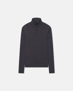 Nanushka Tenoch - Melange Wool Jersey Turtleneck Top - Grey Melange -Nanushka Fashion Store NM25PFTP01994TENOCH GREYMELANGE WOOLJERSEY