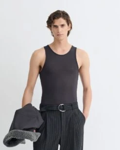 Nanushka Jahi - Melange Wool Jersey Tank Top - Grey Melange