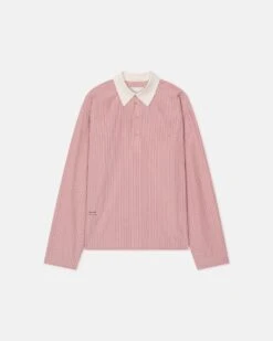 Nanushka Taron - Striped Polo Neck Top - Pink -Nanushka Fashion Store NM25PFTP02331TARON PINK STRIPESHIRTING