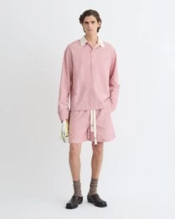 Nanushka Taron - Striped Polo Neck Top - Pink -Nanushka Fashion Store NM25PFTP02331 1