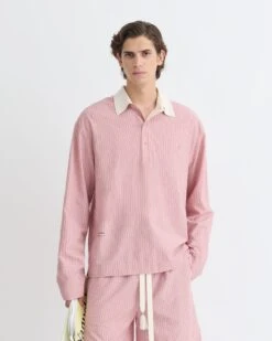 Nanushka Taron - Striped Polo Neck Top - Pink