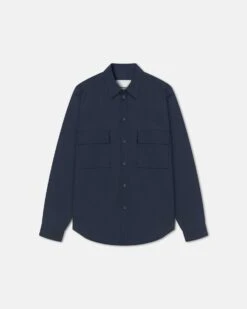 Nanushka Jari - Long-Sleeve Shirt - Navy -Nanushka Fashion Store NM25RSTP07659JARI NAVY HEAVYPOPLIN