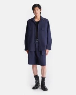 Nanushka Fashion Store -Nanushka Fashion Store NM25RSTP0765JARI NAVY HEAVYPOPLIN 1