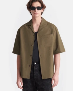 Nanushka Caspian - Heavy Poplin Shirt - Uniform Green