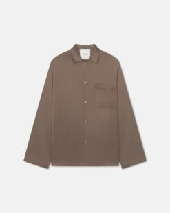 Nanushka Jelmer - Slip Satin Shirt - Coffee Bean -Nanushka Fashion Store NM25RSTP08978JELMER COFFEEBEAN SLIPSATIN