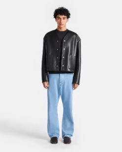 Nanushka Vico - Bonded Shearling Jacket - Black Brown -Nanushka Fashion Store NU23FWOW02399 VICO BLACK BROWN REGEN LEATHER BONDED SHEARLING 01