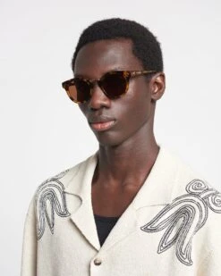 Nanushka Duy - Bio-Plastic Round-Frame Sunglasses - Dark Amber -Nanushka Fashion Store NU23RSSG00677 DUY DARKAMBER BIOPLASTIC CROPPED 01