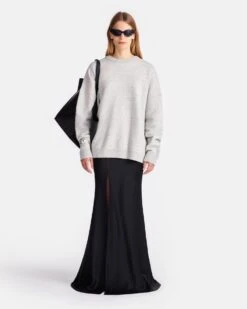 Nanushka Joyann - Plush Cashmere Sweater - Gray 14 Nanushka Joyann - Plush Cashmere Sweater - Gray -Nanushka Fashion Store NU24FWSW01393 JOYANN GREY PLUSH CASHMERE 01