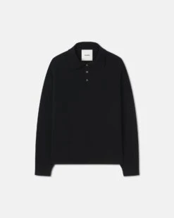 Nanushka Elieke - Plush Cashmere Polo-Neck Sweater - Black