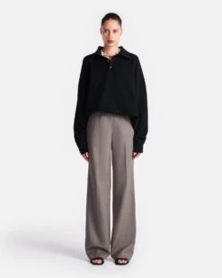 Nanushka Elieke - Plush Cashmere Polo-Neck Sweater - Black 14 Nanushka Elieke - Plush Cashmere Polo-Neck Sweater - Black -Nanushka Fashion Store NU24FWSW01499 ELIEKE BLACK PLUSH CASHMERE 01 2