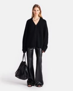 Nanushka Braye - Cashmere-Blend Cardigan - Black -Nanushka Fashion Store NU24FWSW01599 BRAYE BLACK CASHMERE BLEND 01
