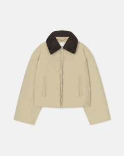 Nanushka Zacharie - Faux Fur And Tech Nylon Jacket - Sage/Black