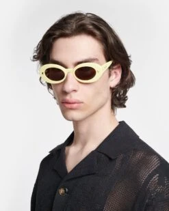 Nanushka Giva - Bio-Plastic Oval Sunglasses - Moonbeam -Nanushka Fashion Store NU24PFSG01011 GIVA MOONBEAM BIO PLASTIC 1