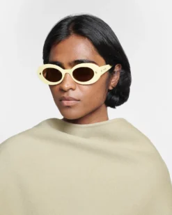 Nanushka Giva - Bio-Plastic Oval Sunglasses - Moonbeam -Nanushka Fashion Store NU24PFSG01011 GIVA MOONBEAM BIO PLASTIC 1 1