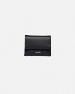 Nanushka Folded - Leather Cardholder - Black/Moonbeam