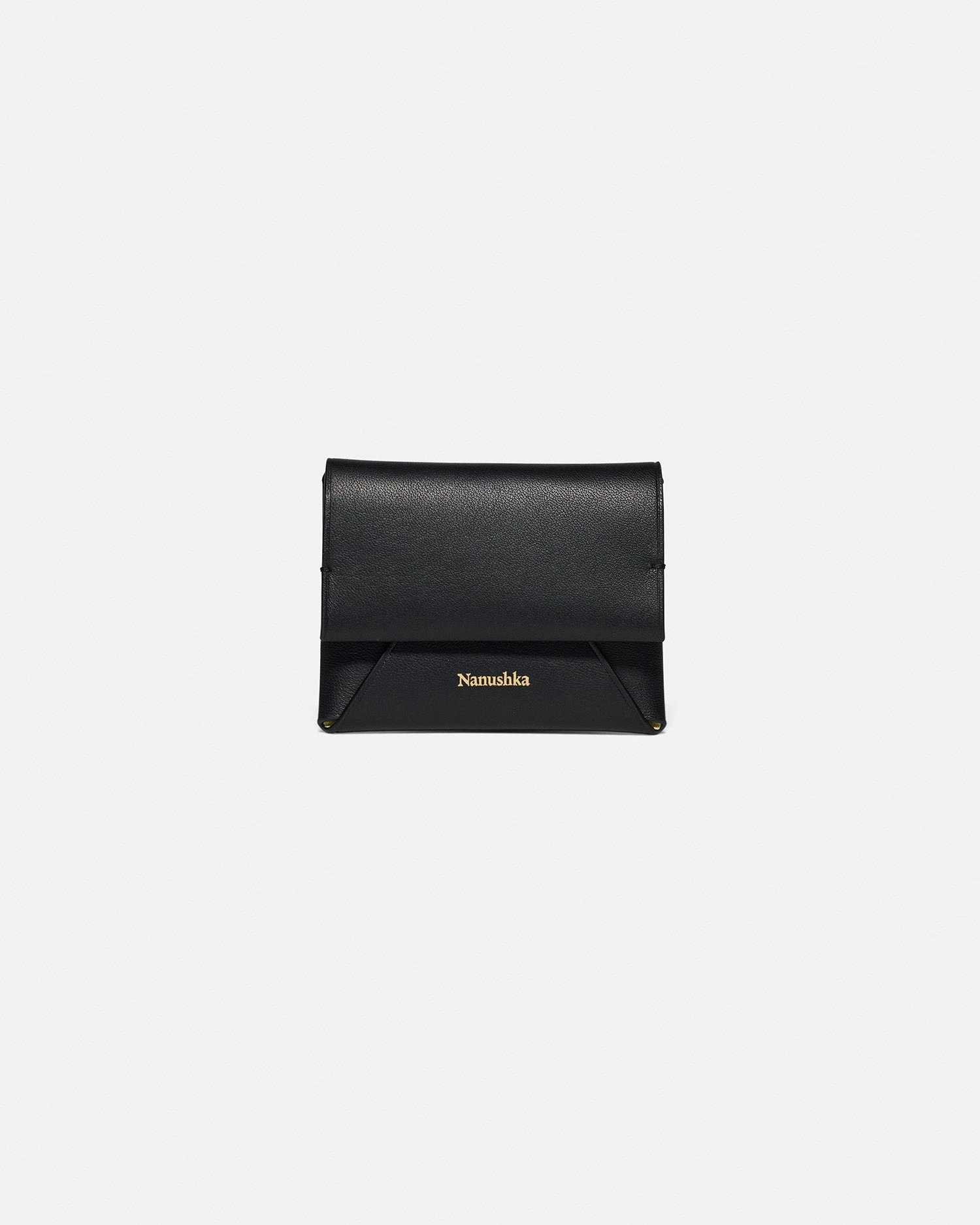 Nanushka Folded - Leather Cardholder - Black/Moonbeam 1 Nanushka Folded - Leather Cardholder - Black/Moonbeam
