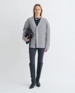 Nanushka Varten - Merino And Cashmere-Blend Cardigan - Light Grey -Nanushka Fashion Store NU25PFCA05591VARTEN LIGHTGREY MERINOCASHMERE 1